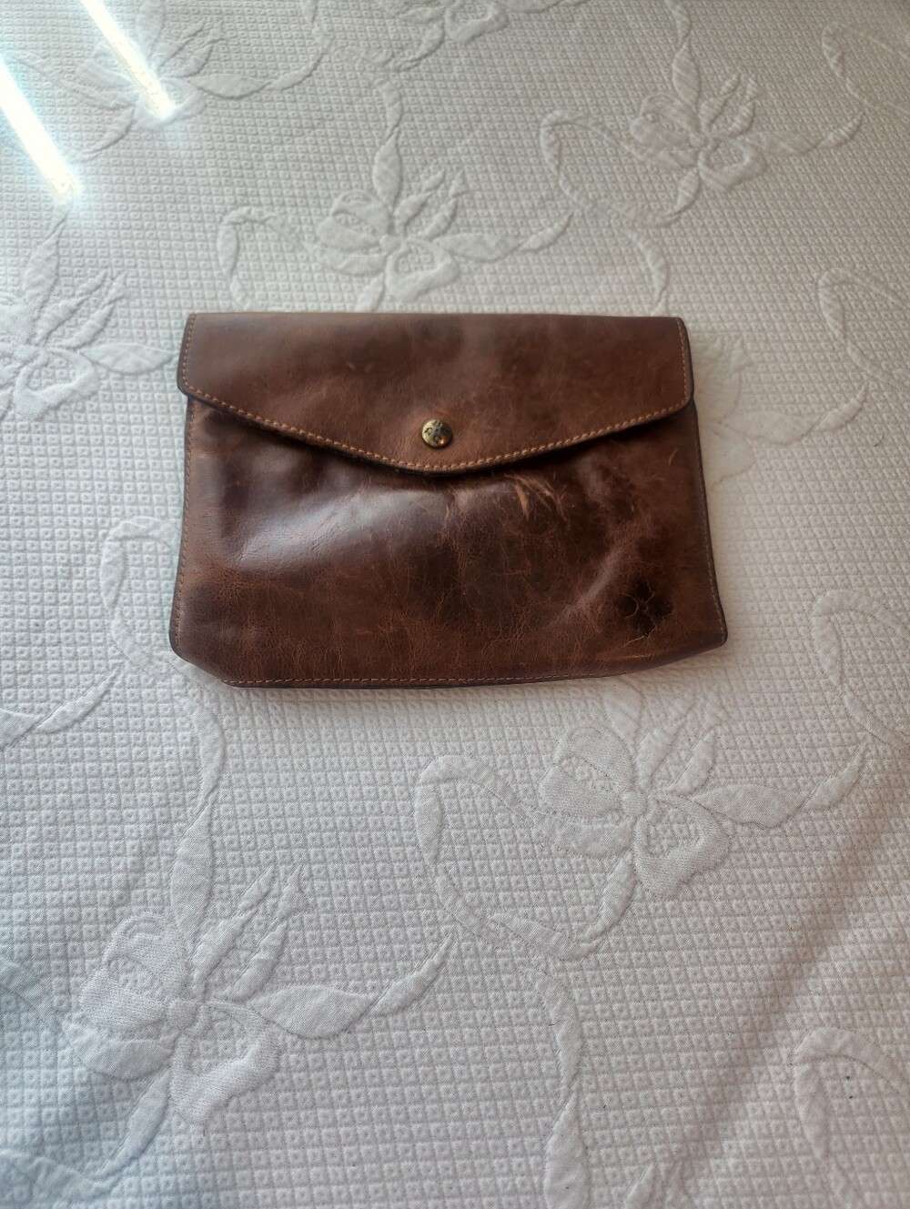 Patricia Nash Brown Distressed Leather Envelope Pouch